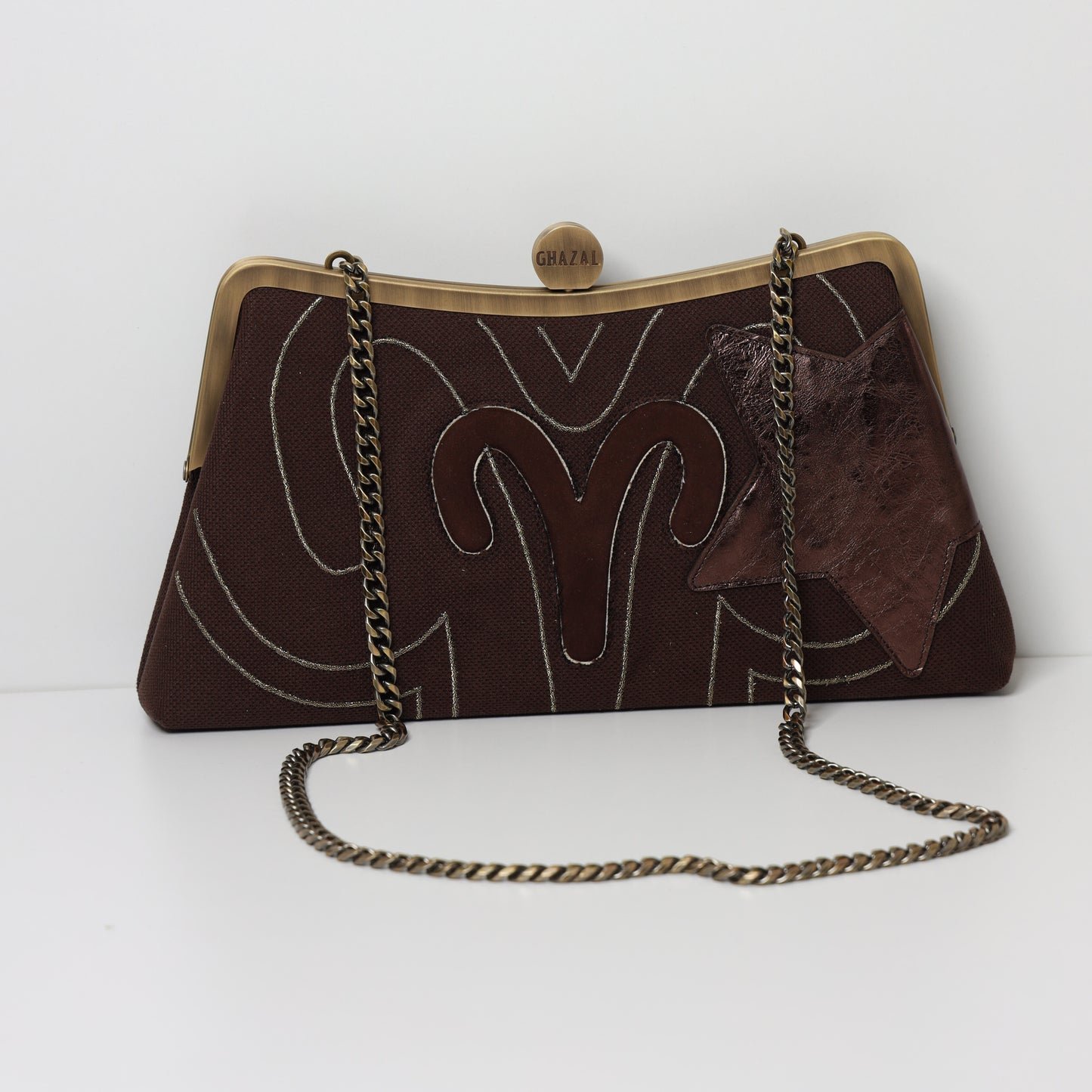 ARIES - The Flame ZODIAC CLUTCH-handcrafted embroidered bag by Ghazal by Najwa
