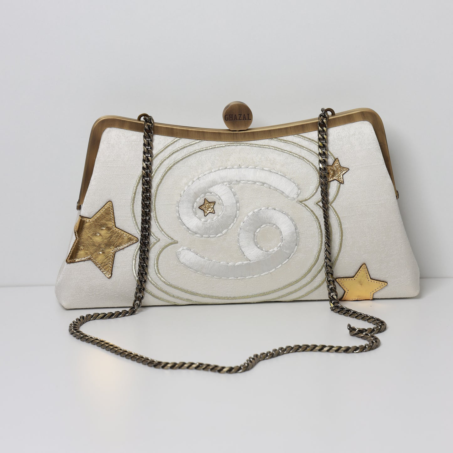 CANCER - The Moon Spirit ZODIAC CLUTCH-handcrafted embroidered bag by Ghazal by Najwa