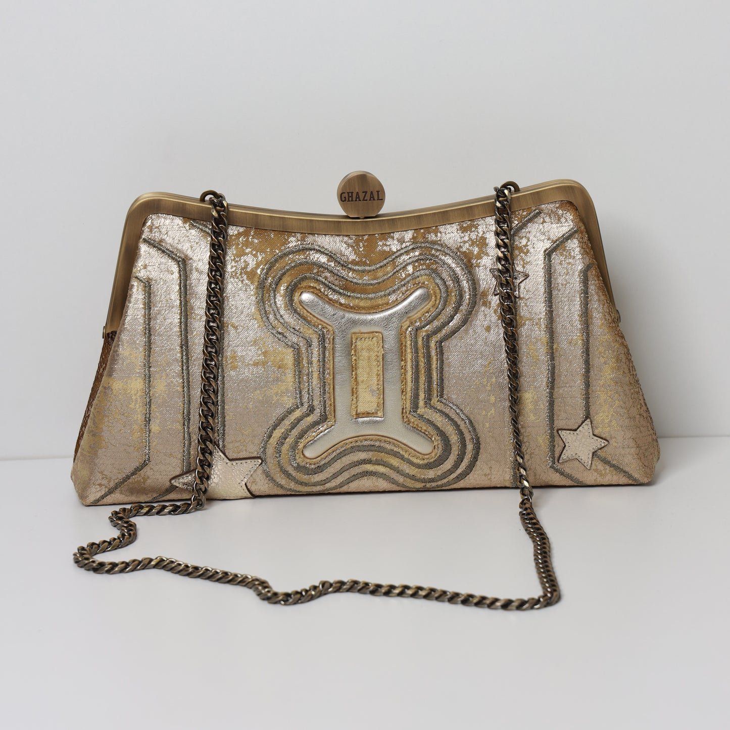 GEMINI - The Dual Muse ZODIAC CLUTCH-handcrafted embroidered bag by Ghazal by Najwa