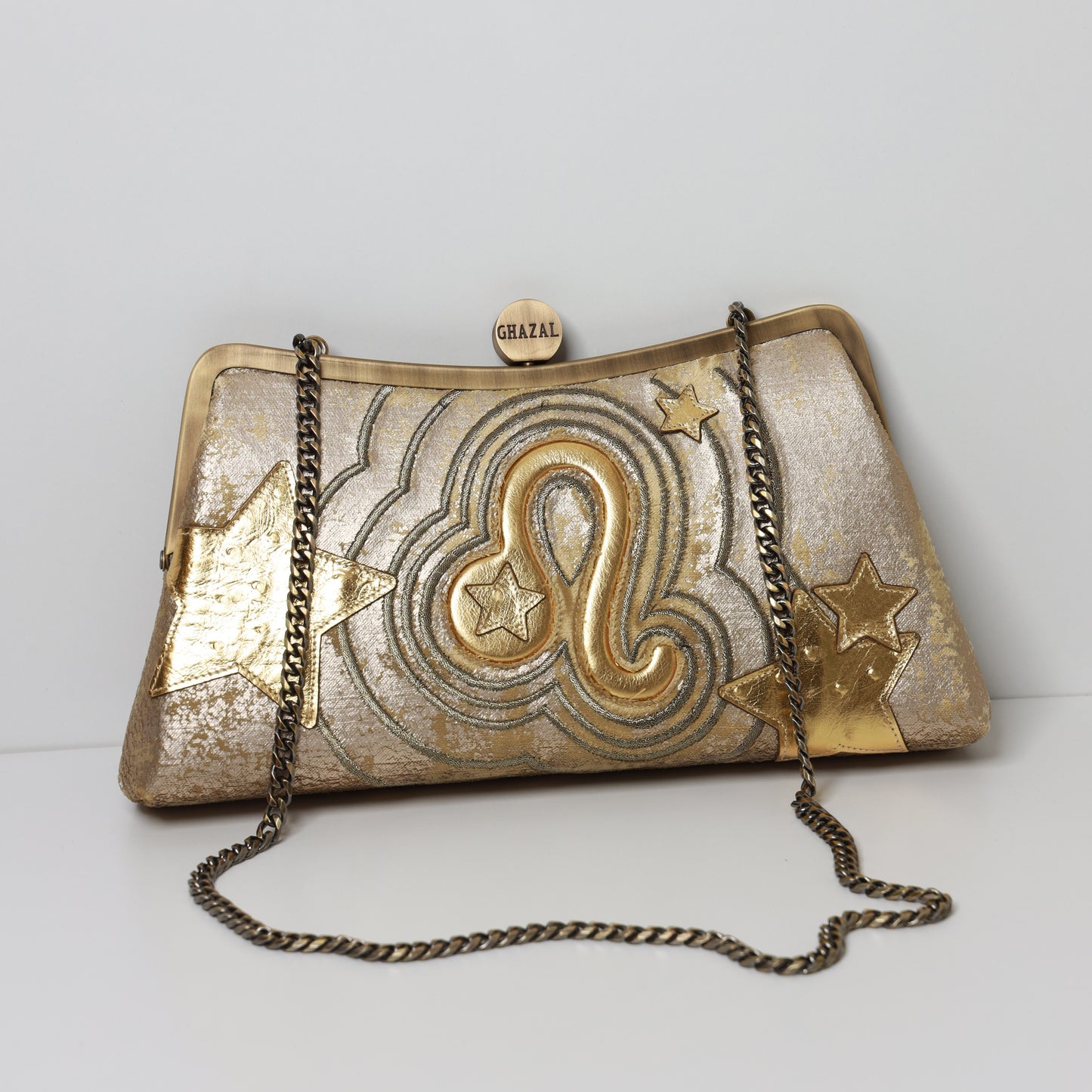 LEO - The Radiant Queen ZODIAC CLUTCH-handcrafted embroidered bag by Ghazal by Najwa