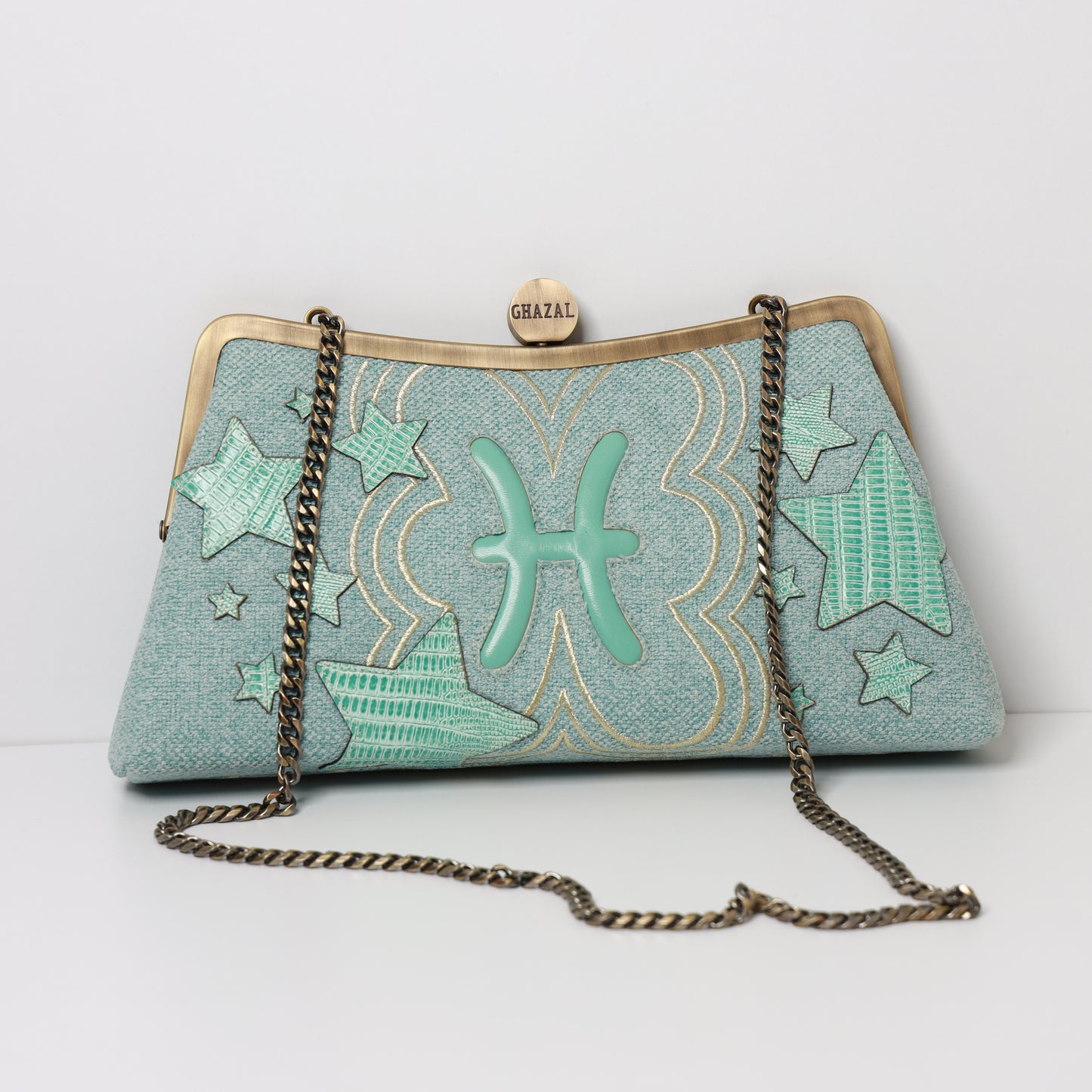 PISCES The_Dreamer ZODIAC CLUTCH handcrafted embroidered bag by Ghazal by Najwa