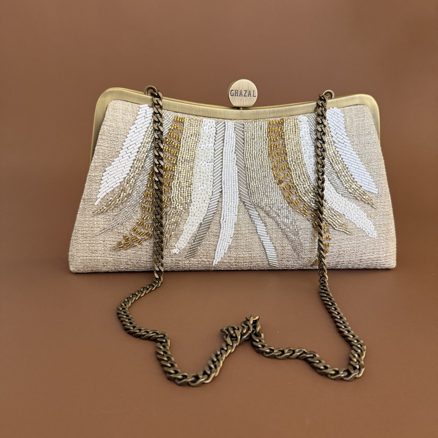 YAQEEN CLUTCH handcrafted embroidered bag by Ghazal by Najwa