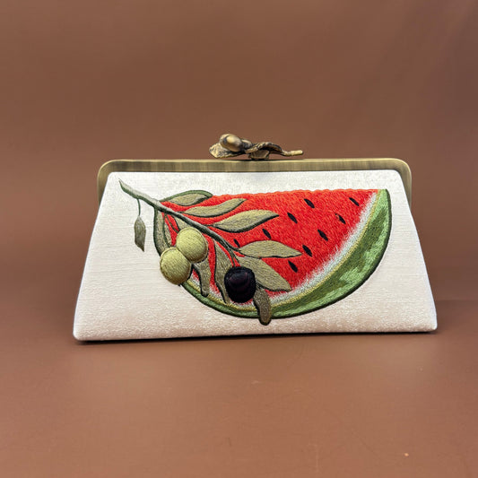 Introducing Our Watermelon-Inspired Bag Design - Introducing Our Watermelon-Inspired Bag Design journal image about Arabic calligraphy bags, luxury clutch gifts, and handmade bags Lebanon - Designer bags Lebanon, Women handmade clutch bag, personalized bags with name, Beirut clutch, Clutch Lebanon, Personalized bags Lebanon, Handmade clutch bags, Iraq clutch calligraphy, Palestine clutch