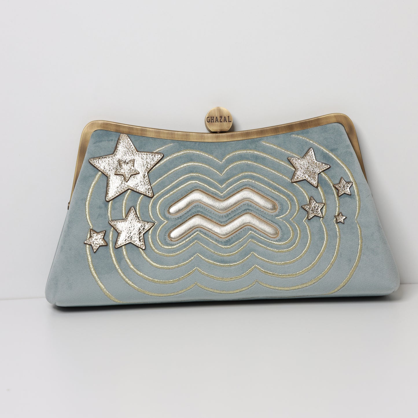 AQUARIUS - The Visionary ZODIAC CLUTCH handcrafted  embroidered bag by Ghazal by Najwa
