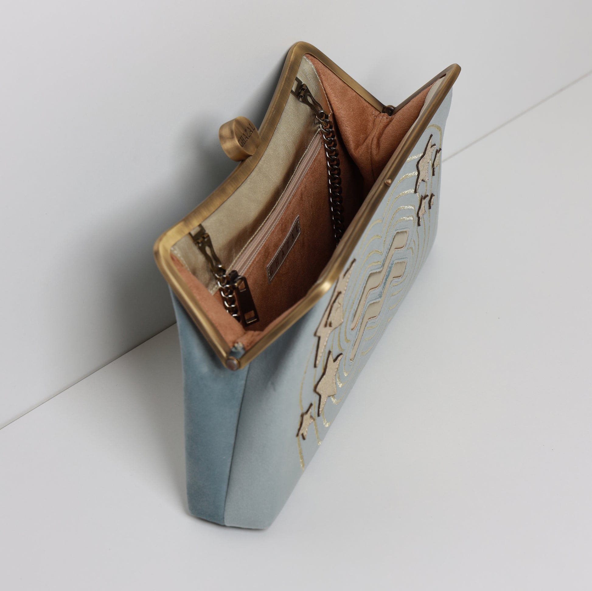 AQUARIUS - The Visionary ZODIAC CLUTCH handcrafted  embroidered bag by Ghazal by Najwa