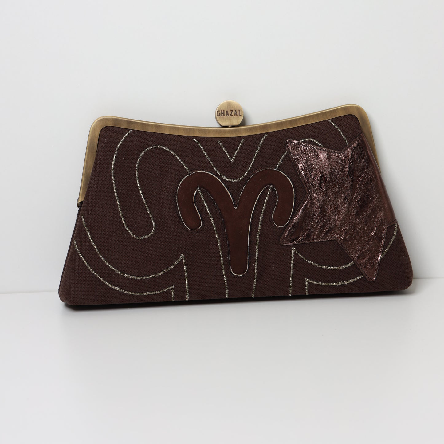 ARIES - The Flame ZODIAC CLUTCH-handcrafted embroidered bag by Ghazal by Najwa