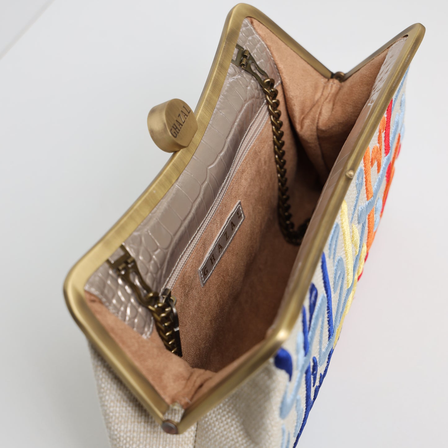 BEIRUT LOVE  CLUTCH-handcrafted embroidered bag by Ghazal by Najwa