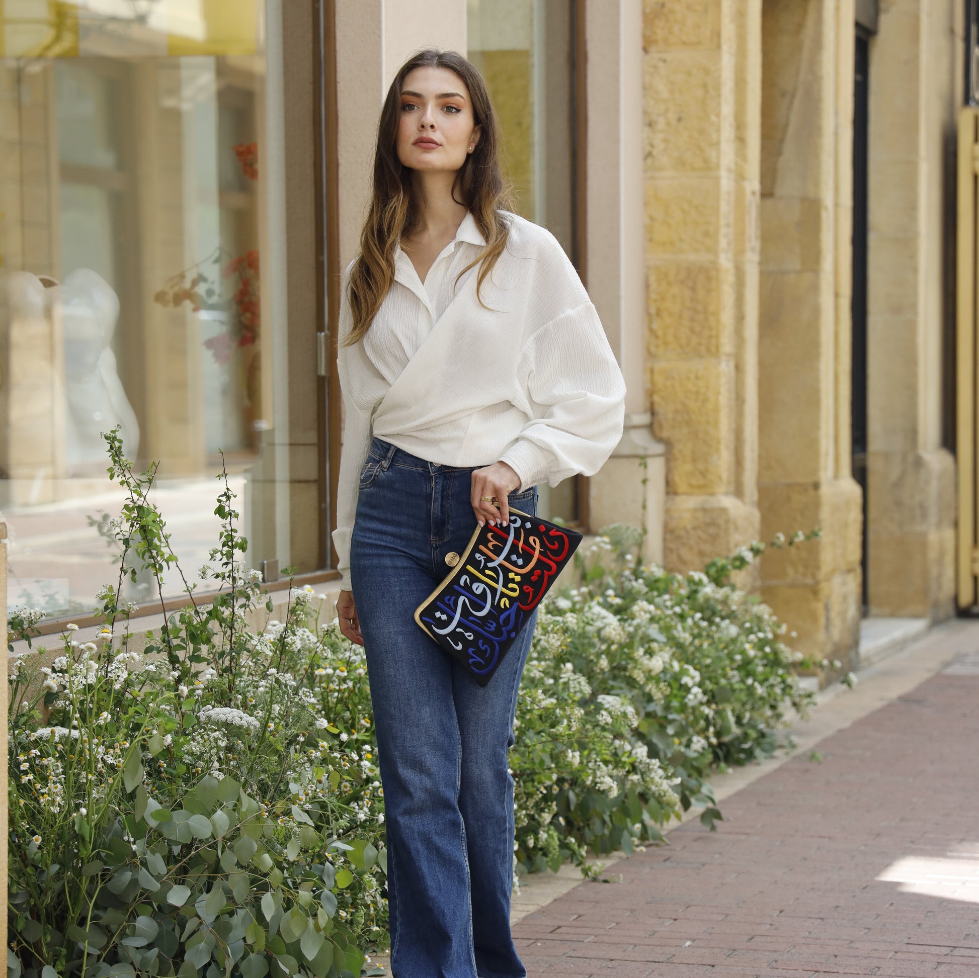BEIRUT LOVE  CLUTCH-handcrafted embroidered bag by Ghazal by Najwa