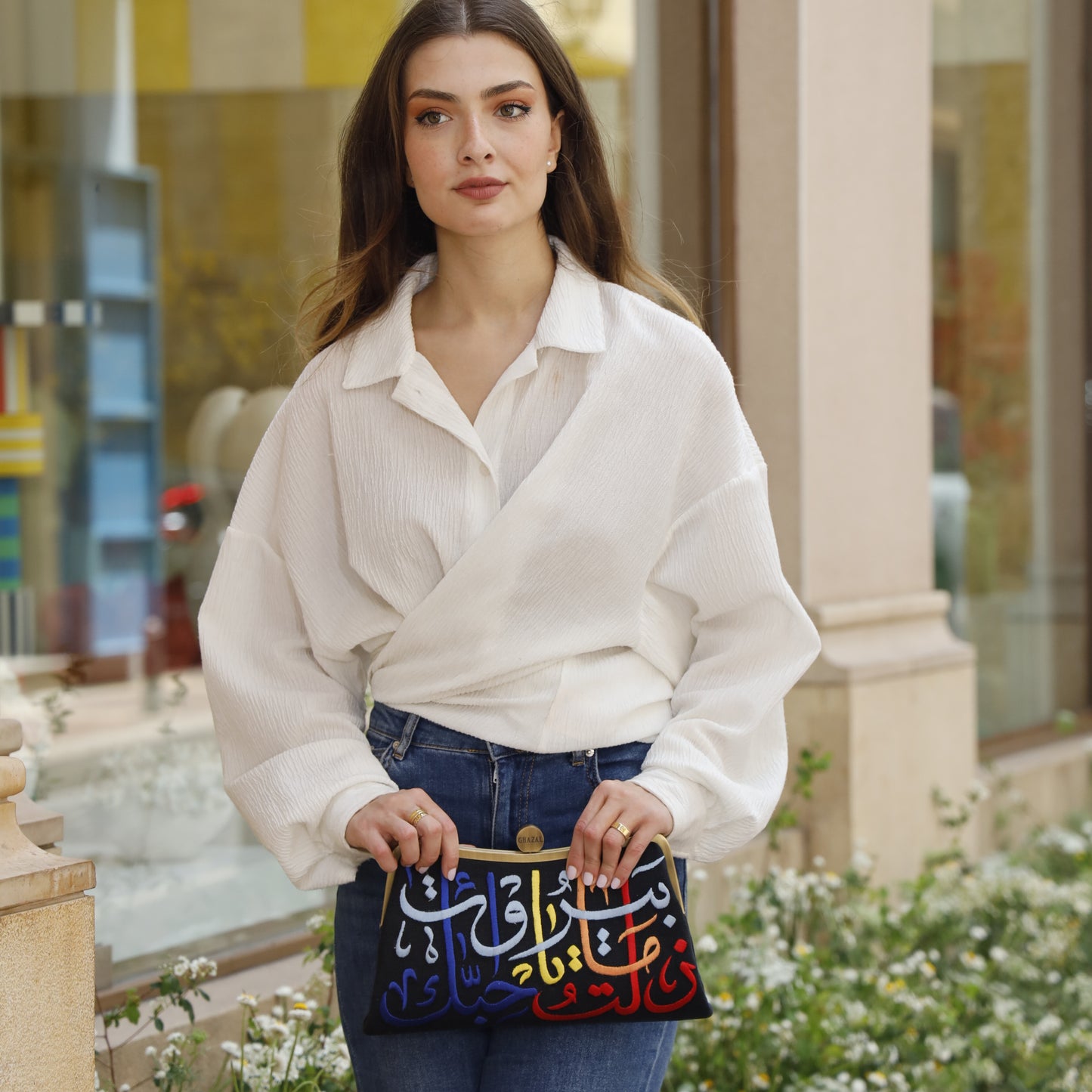 BEIRUT LOVE  CLUTCH-handcrafted embroidered bag by Ghazal by Najwa