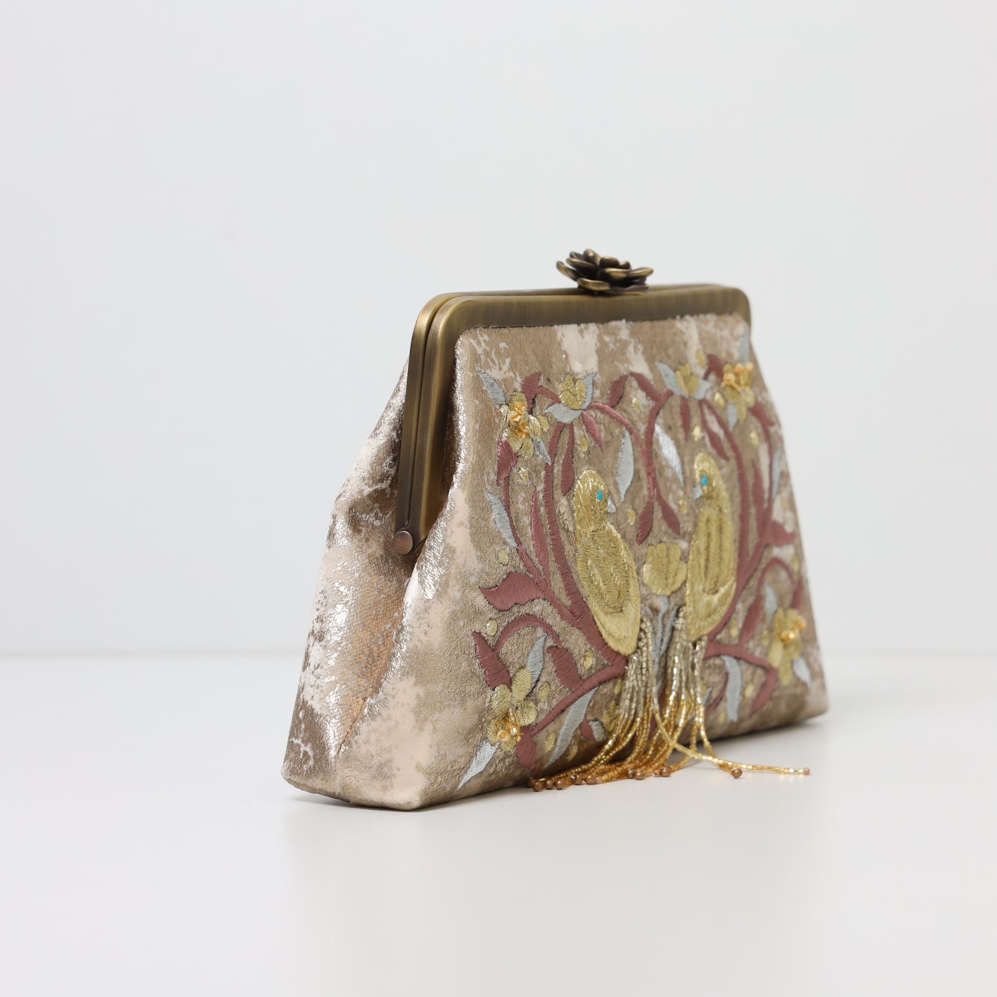 BIRDS LOVERS CLUTCH - BIRDS LOVERS CLUTCH custom embroidered bag and Middle Eastern luxury clutch by Ghazal by Najwa - Designer bags Lebanon, Women handmade clutch bag, personalized bags with name, Beirut clutch, Clutch Lebanon, Personalized bags Lebanon, Handmade clutch bags, Iraq clutch calligraphy, Palestine clutch