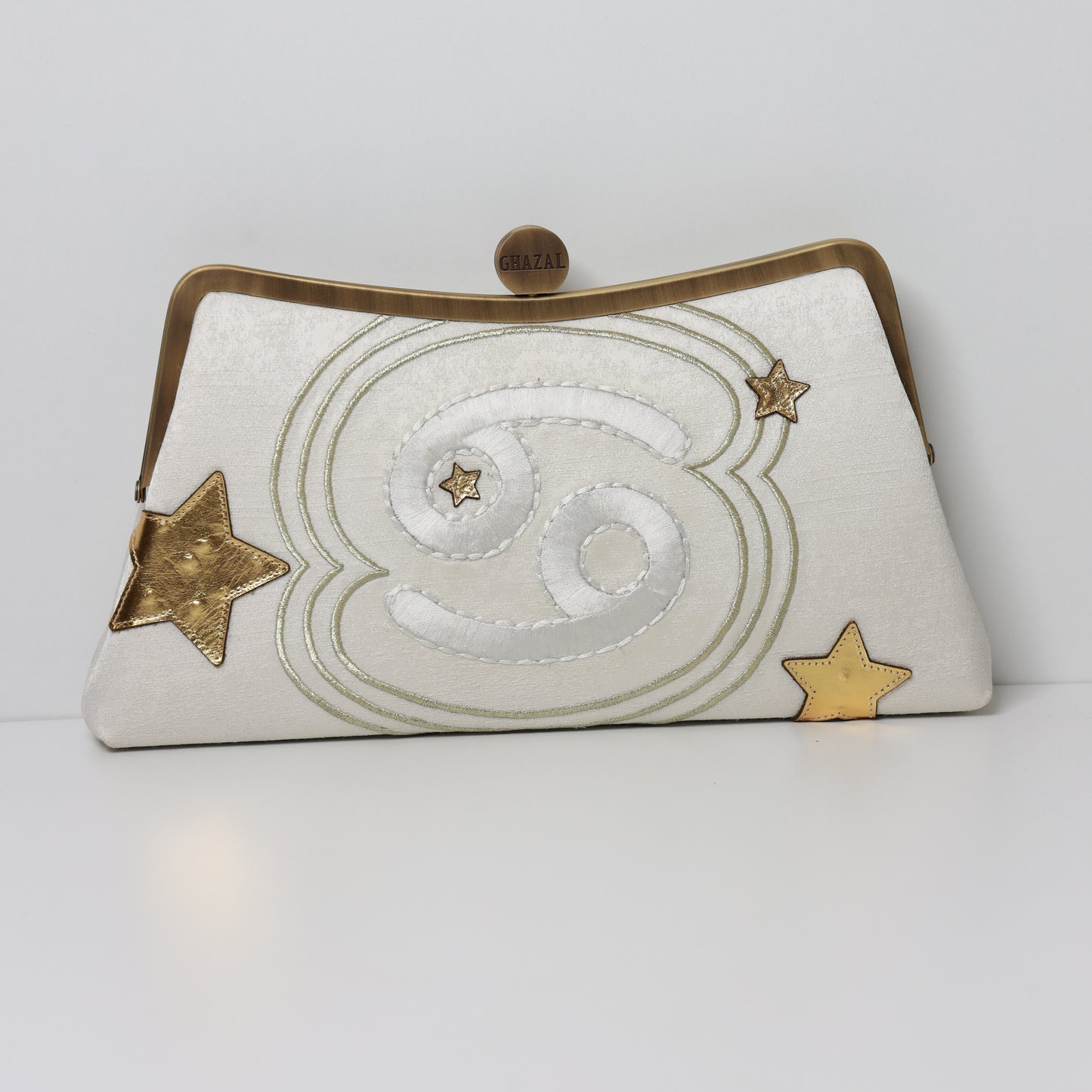 CANCER - The Moon Spirit ZODIAC CLUTCH-handcrafted embroidered bag by Ghazal by Najwa
