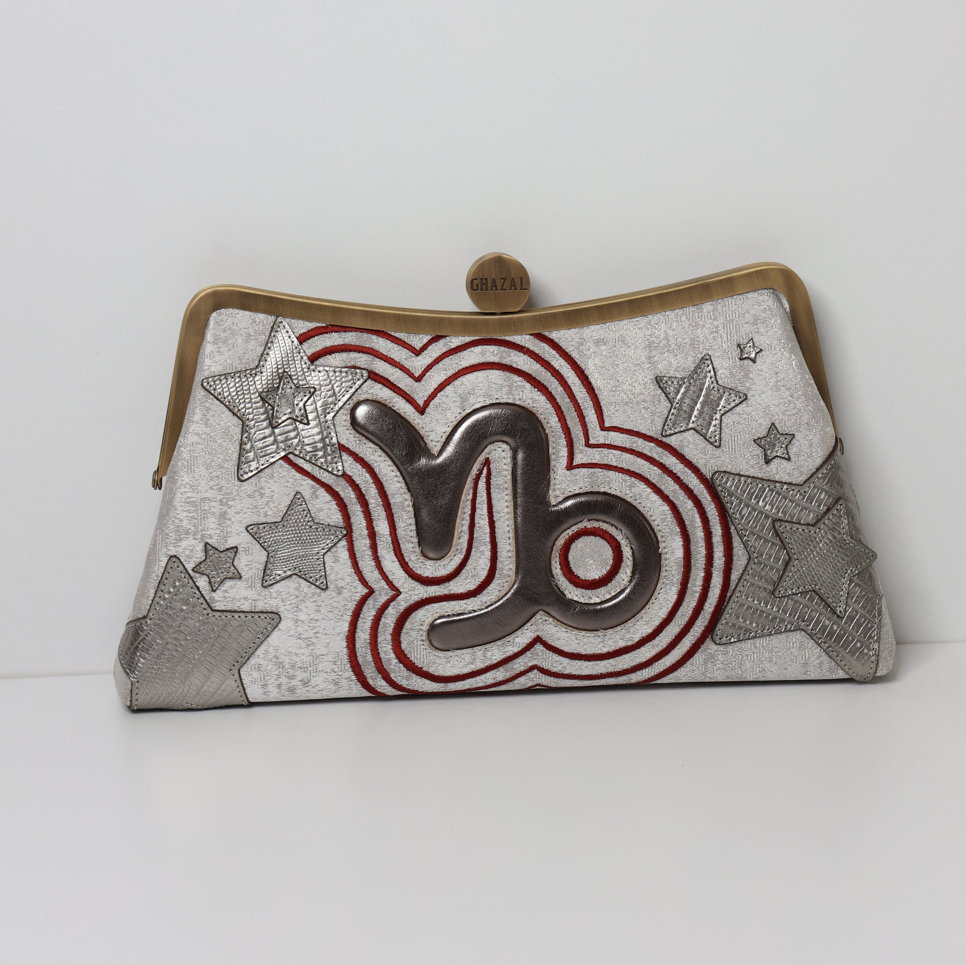 CAPRICORN - The Classic Authority ZODIAC CLUTCH handcrafted  embroidered bag by Ghazal by Najwa