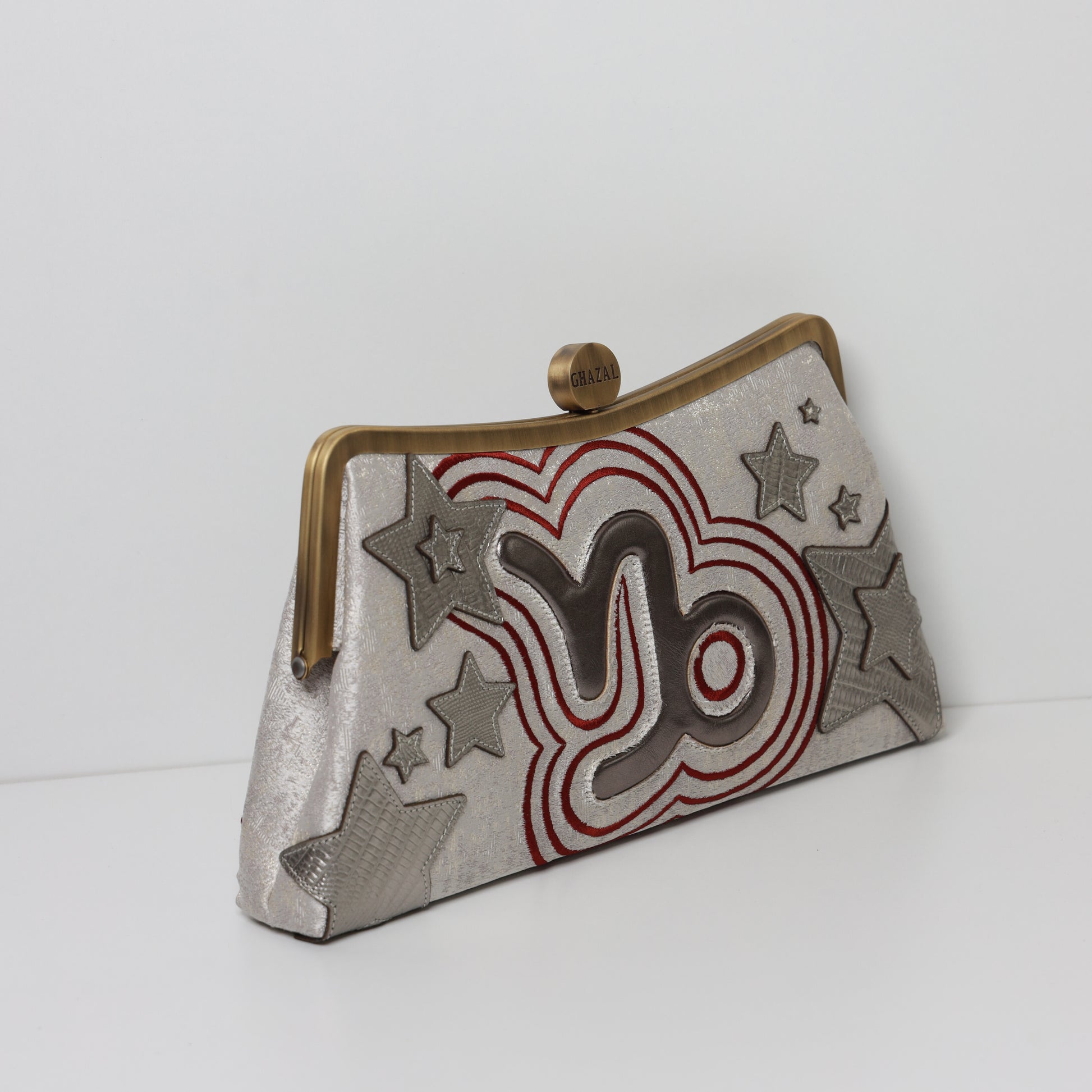 CAPRICORN - The Classic Authority ZODIAC CLUTCH handcrafted  embroidered bag by Ghazal by Najwa
