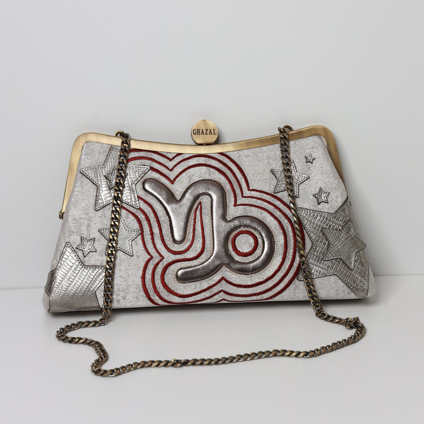 CAPRICORN - The Classic Authority ZODIAC CLUTCH handcrafted  embroidered bag by Ghazal by Najwa