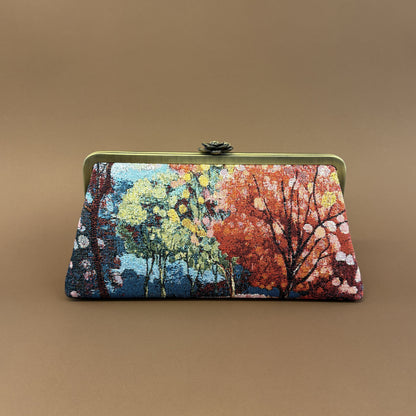 FOREST CLUTCH-handcrafted beaded bag by Ghazal by Najwa - FOREST CLUTCH personalized clutch bag detail with handmade Lebanese beadwork - Designer bags Lebanon, Women handmade clutch bag, personalized bags with name, Beirut clutch, Clutch Lebanon, Personalized bags Lebanon, Handmade clutch bags, Iraq clutch calligraphy, Palestine clutch