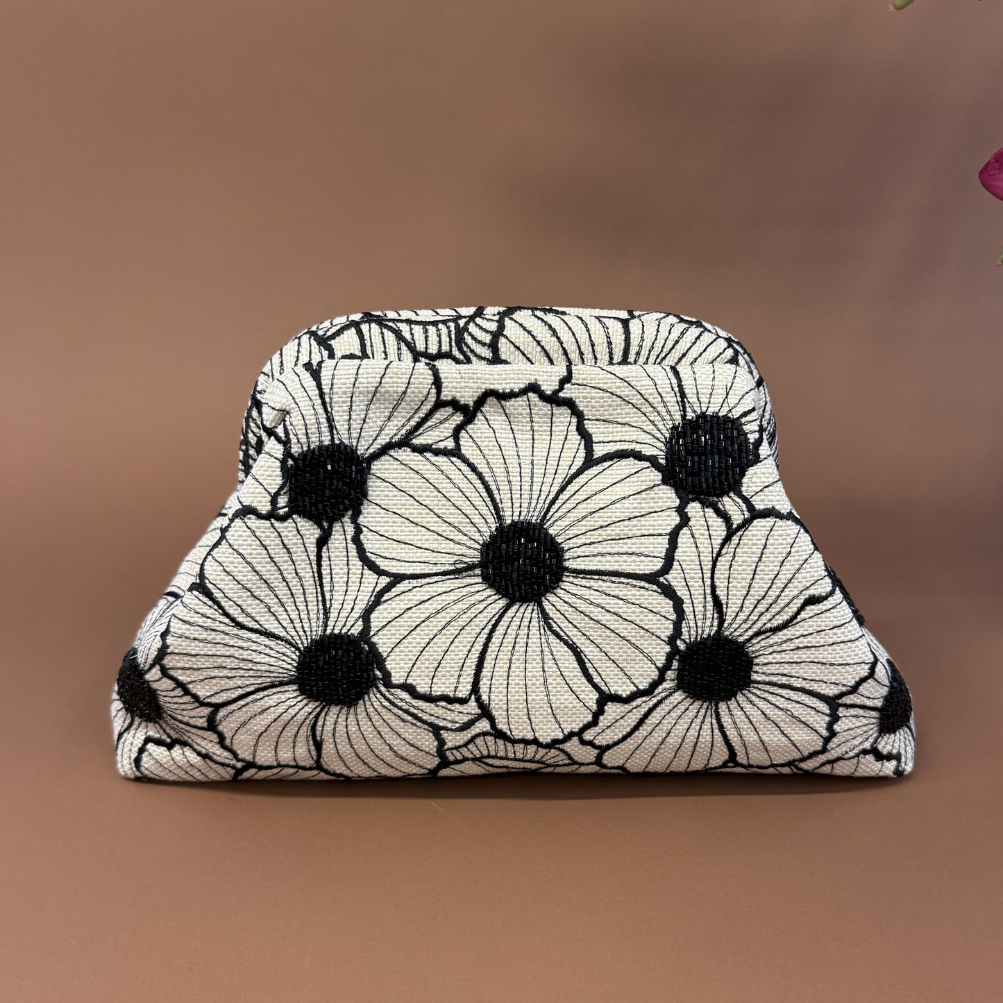 FULL BLOOM POUCH-handcrafted embroidered and beaded bag by Ghazal by Najwa