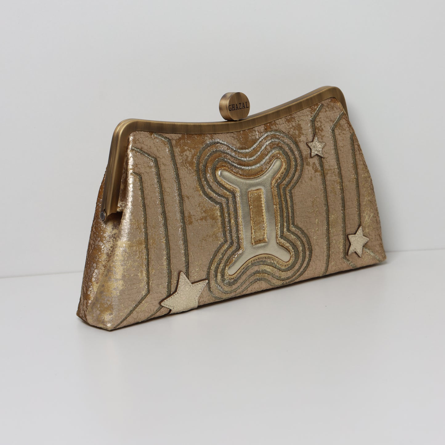 GEMINI - The Dual Muse ZODIAC CLUTCH-handcrafted embroidered bag by Ghazal by Najwa