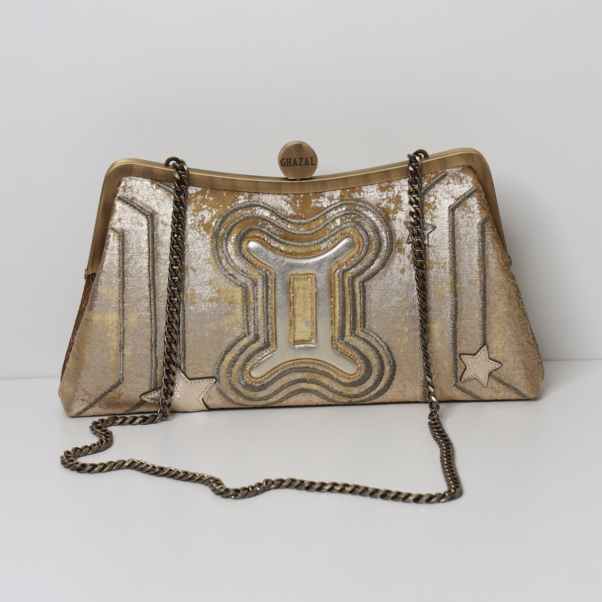 GEMINI - The Dual Muse ZODIAC CLUTCH-handcrafted embroidered bag by Ghazal by Najwa