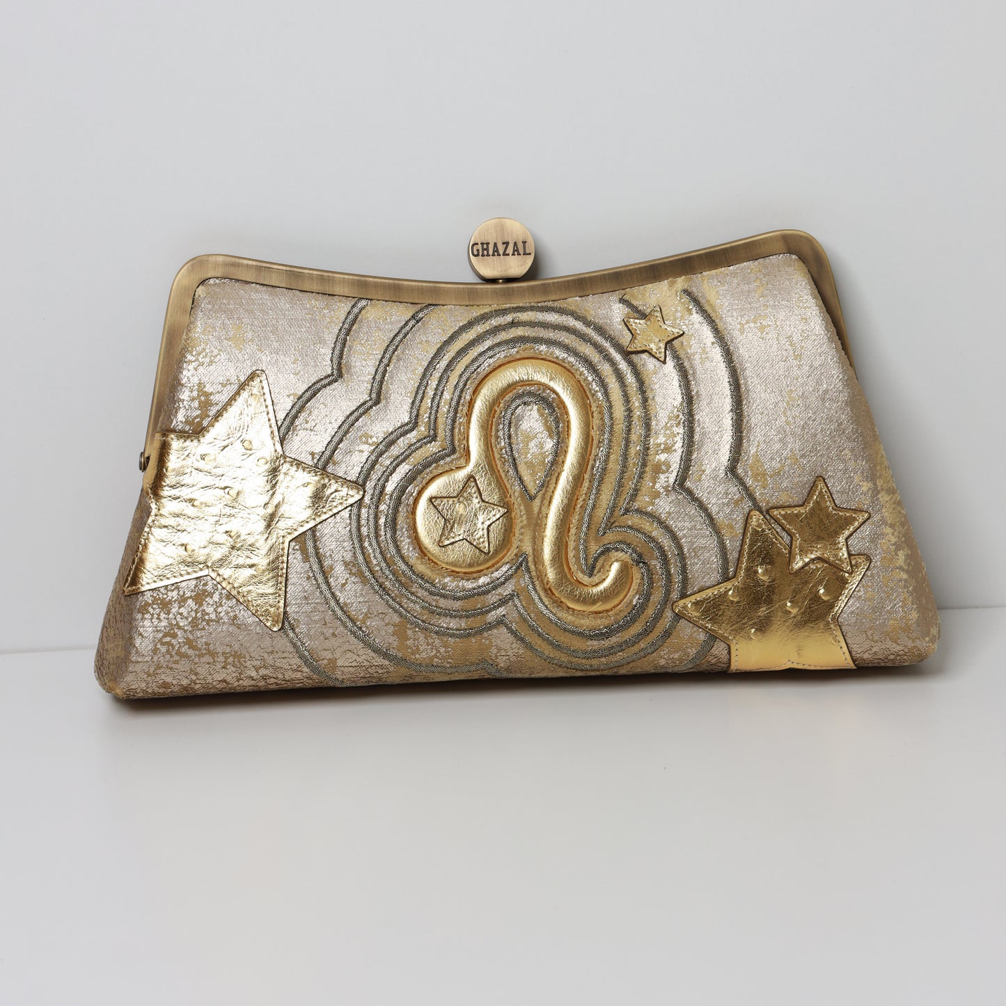 LEO - The Radiant Queen ZODIAC CLUTCH-handcrafted embroidered bag by Ghazal by Najwa