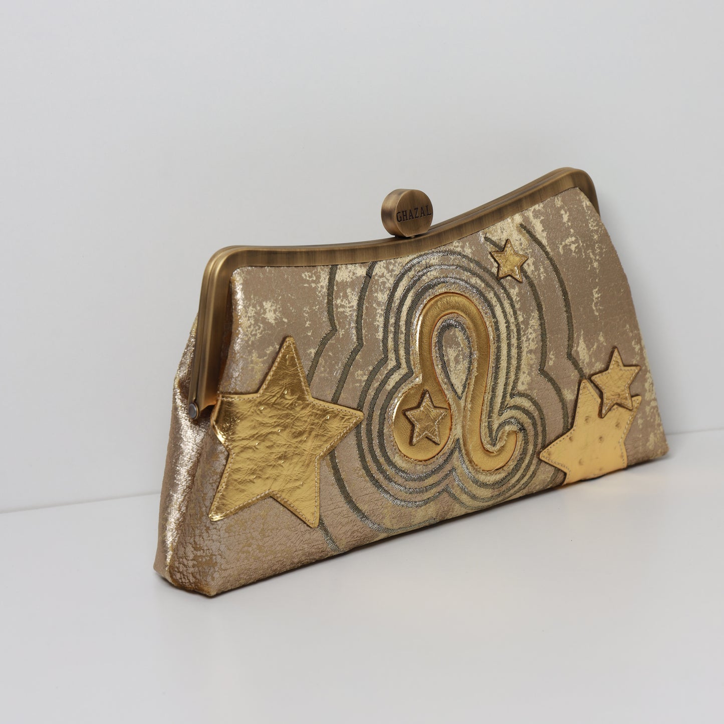 LEO - The Radiant Queen ZODIAC CLUTCH-handcrafted embroidered bag by Ghazal by Najwa