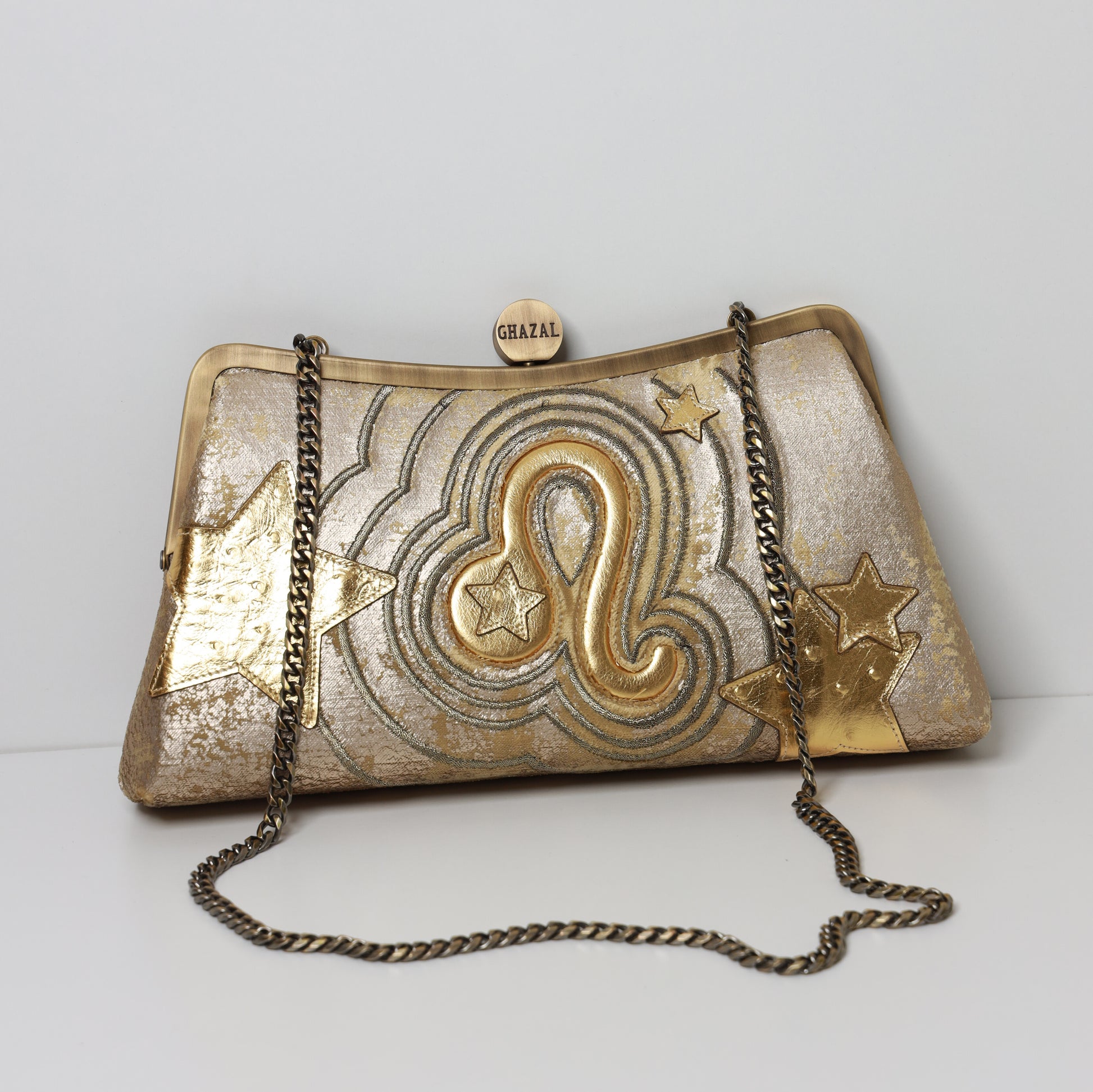 LEO - The Radiant Queen ZODIAC CLUTCH-handcrafted embroidered bag by Ghazal by Najwa
