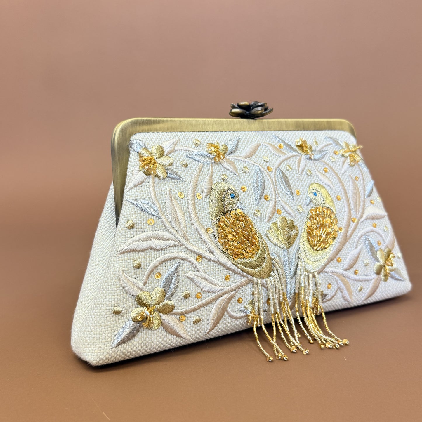MIXED BIRDS EDIT CLUTCH - MIXED BIRDS EDIT CLUTCH custom embroidered bag and Middle Eastern luxury clutch by Ghazal by Najwa - Designer bags Lebanon, Women handmade clutch bag, personalized bags with name, Beirut clutch, Clutch Lebanon, Personalized bags Lebanon, Handmade clutch bags, Iraq clutch calligraphy, Palestine clutch