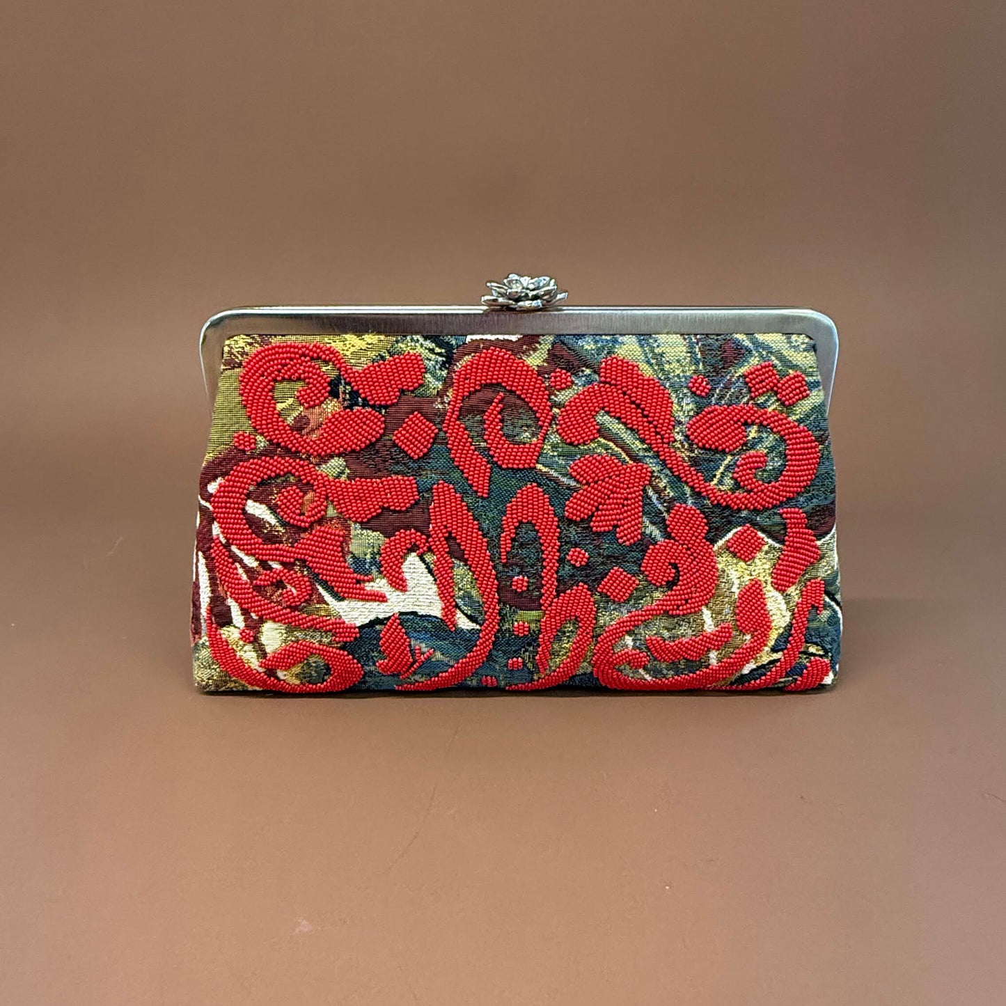 MOSAIC RED CLUTCH handcrafted beaded bag by Ghazal by Najwa