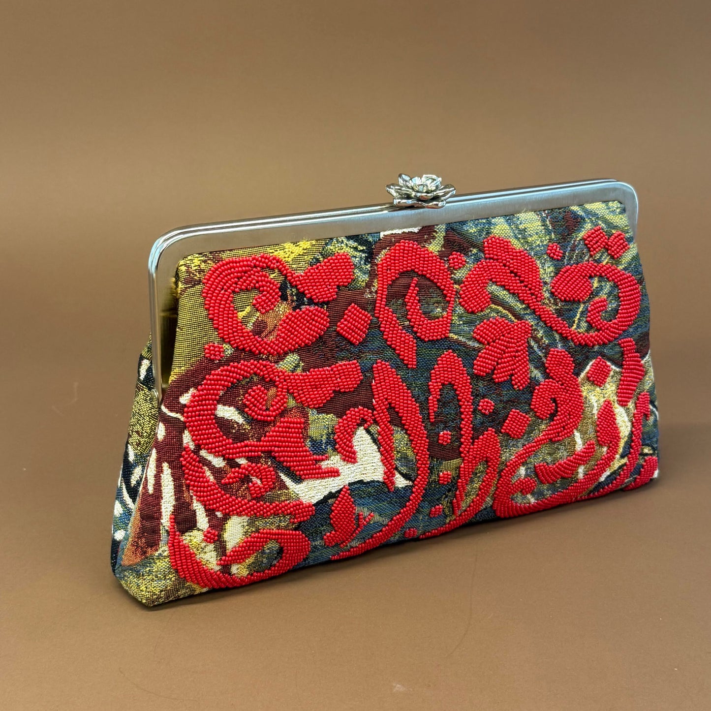 MOSAIC RED CLUTCH handcrafted beaded bag by Ghazal by Najwa