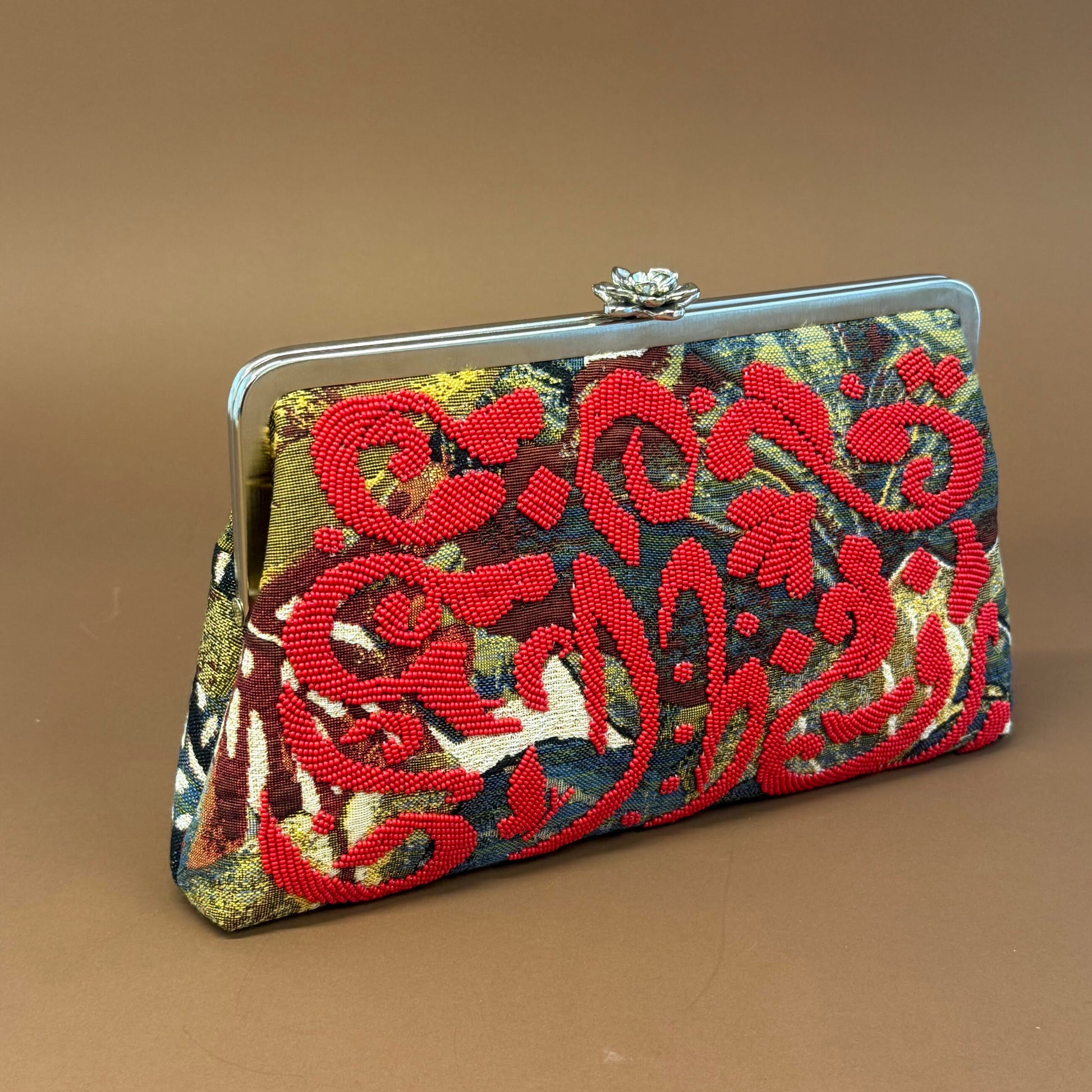 MOSAIC RED CLUTCH handcrafted beaded bag by Ghazal by Najwa