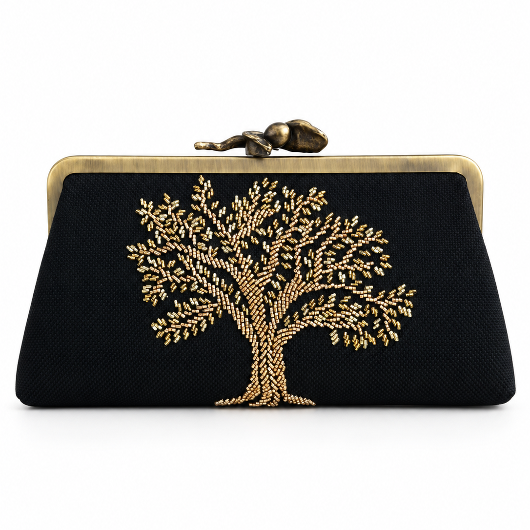 BAKON OLIVES LOCK CLUTCH personalized clutch bag detail with handmade Lebanese beadwork - Designer bags Lebanon, Women handmade clutch bag, personalized bags with name, Beirut clutch, Clutch Lebanon, Personalized bags Lebanon, Handmade clutch bags, Iraq clutch calligraphy, Palestine clutch
