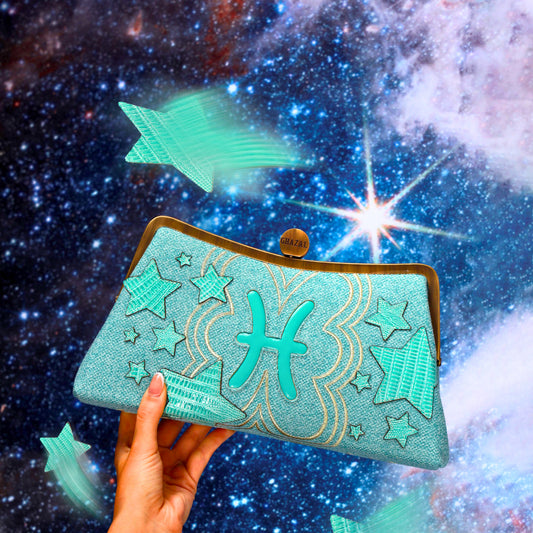 PISCES The_Dreamer ZODIAC CLUTCH handcrafted  embroidered bag by Ghazal by Najwa