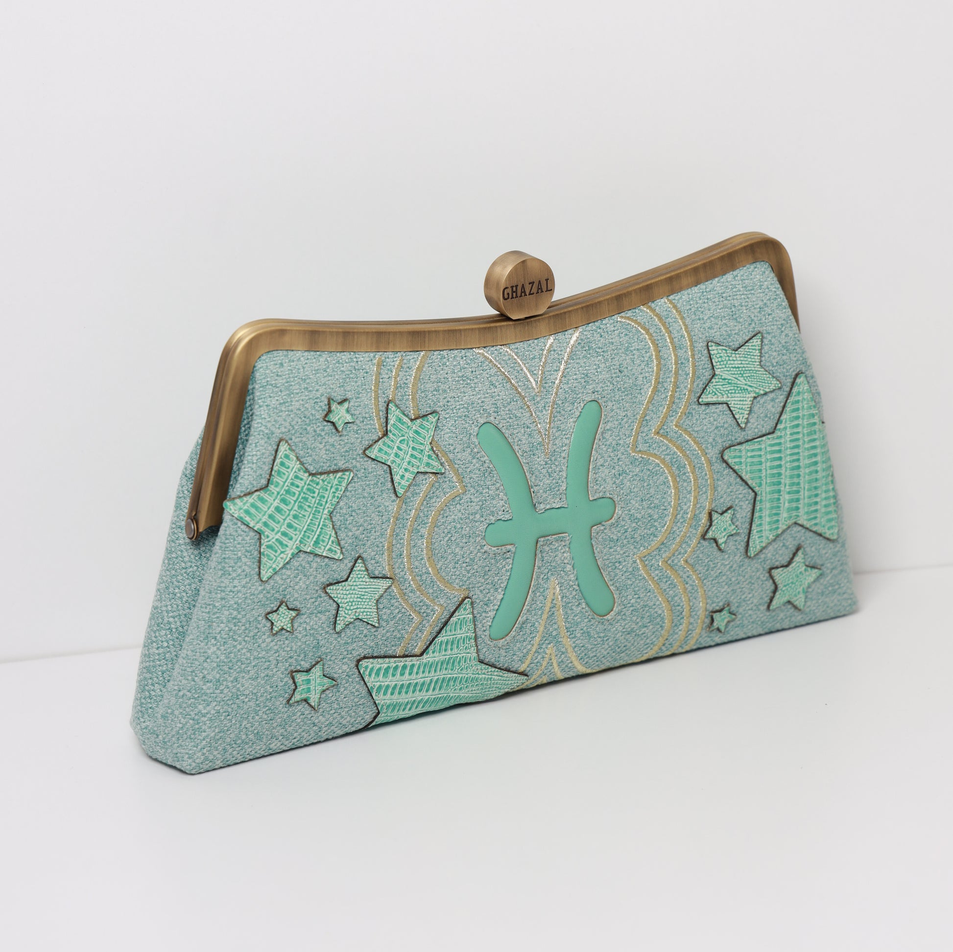 PISCES The_Dreamer ZODIAC CLUTCH handcrafted  embroidered bag by Ghazal by Najwa