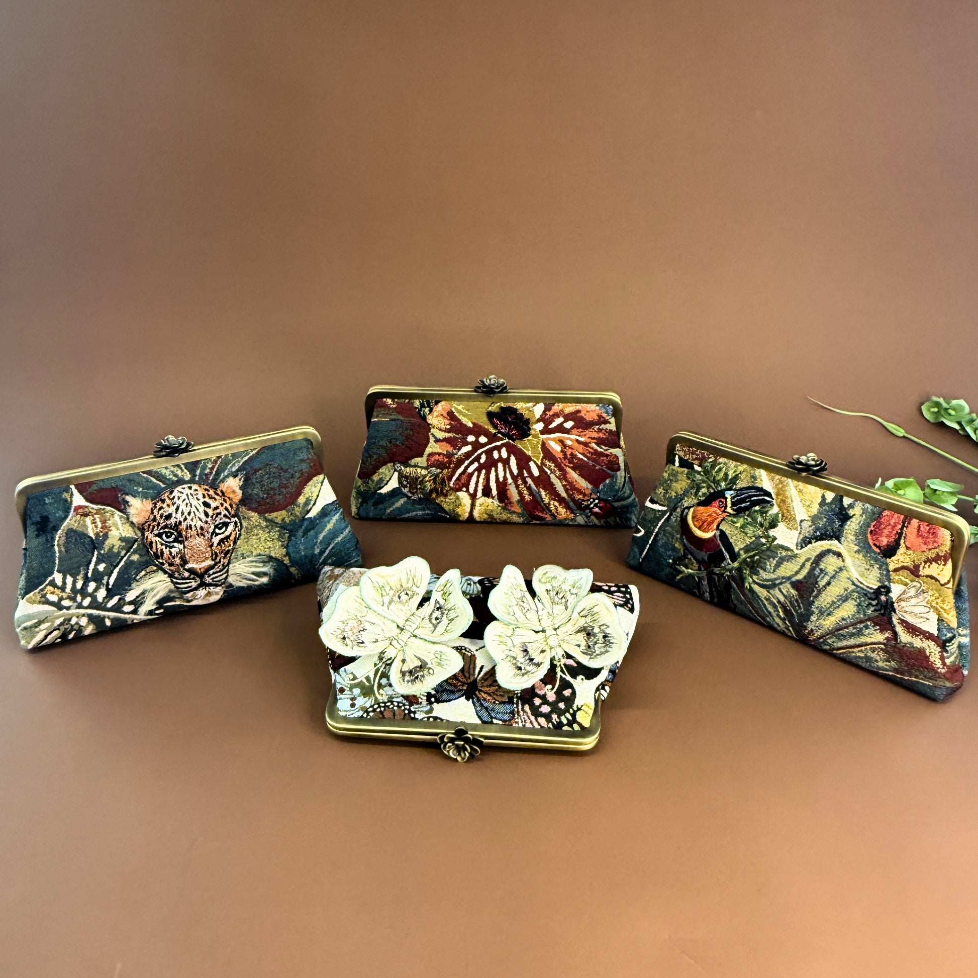 SAFARI CLUTCHES-handcrafted 3D embroidered bag by Ghazal by Najwa