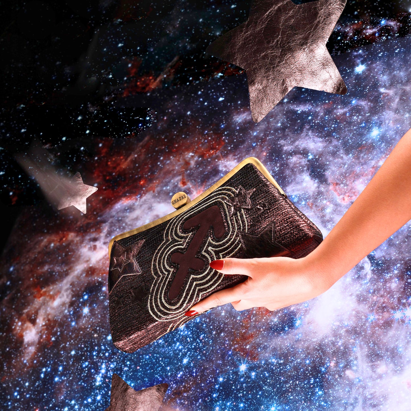 SAGITTARIUS - The Wanderer ZODIAC CLUTCH-handcrafted embroidered bag by Ghazal by Najwa