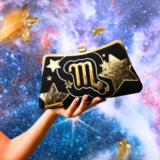 SCORPIO - The Mystery ZODIAC CLUTCH-handcrafted embroidered bag by Ghazal by Najwa