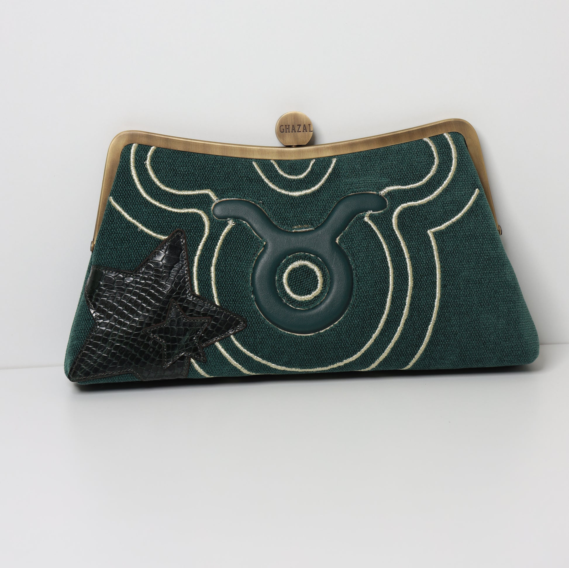 TAURUS - The Elegant Earth ZODIAC CLUTCH-handcrafted embroidered bag by Ghazal by Najwa