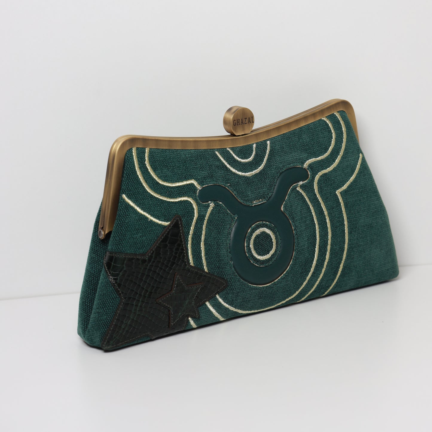 TAURUS - The Elegant Earth ZODIAC CLUTCH-handcrafted embroidered bag by Ghazal by Najwa