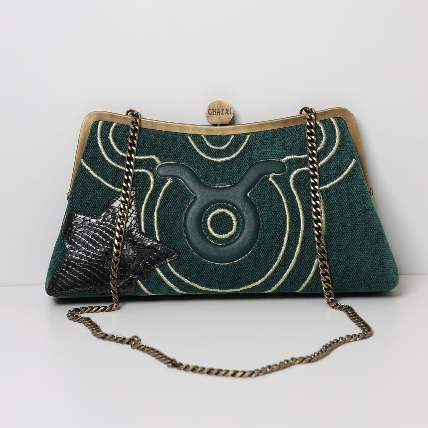 TAURUS - The Elegant Earth ZODIAC CLUTCH-handcrafted embroidered bag by Ghazal by Najwa