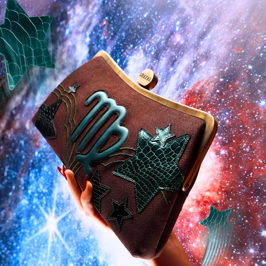 VIRGO - The Purist ZODIAC CLUTCH-handcrafted embroidered bag by Ghazal by Najwa