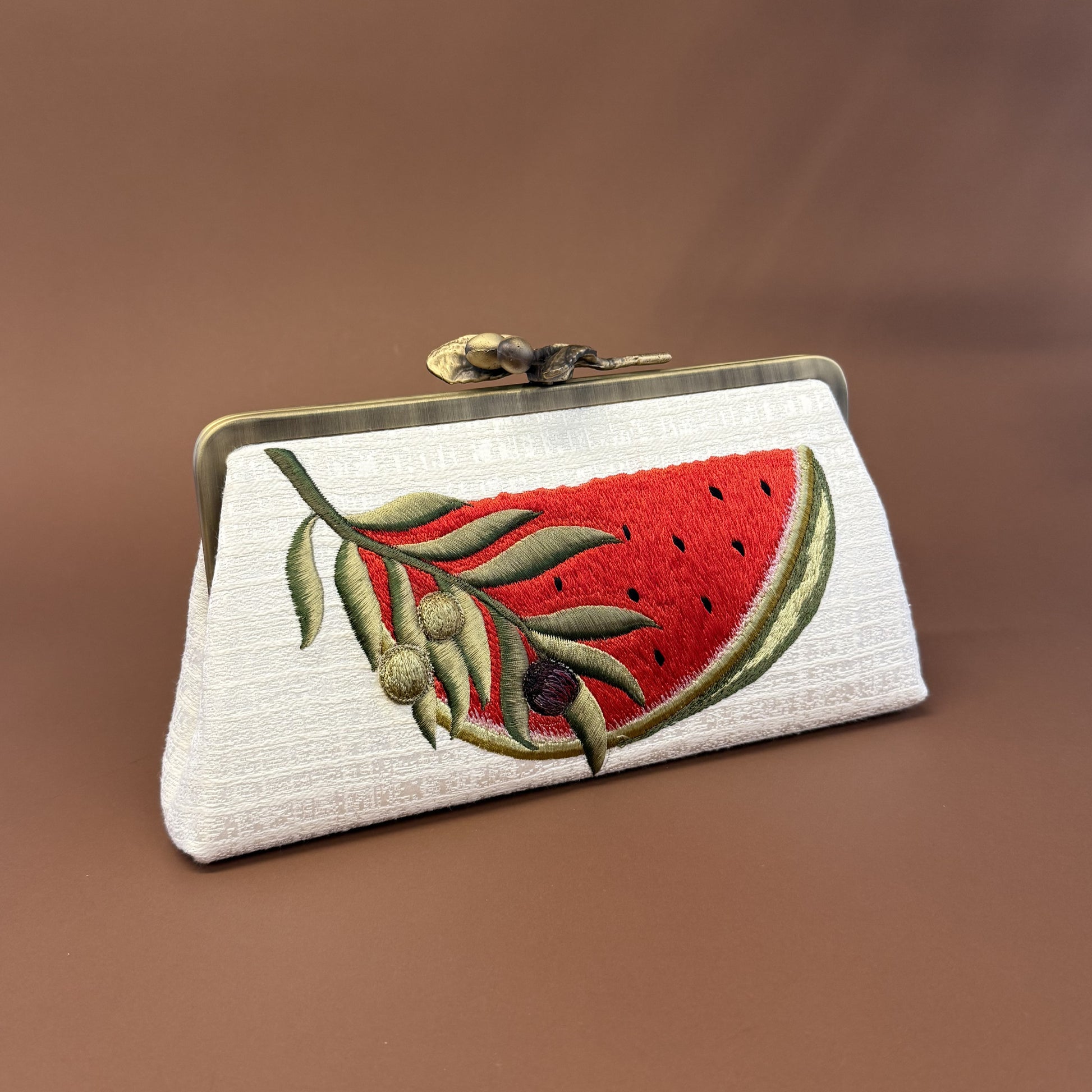 WATERMELON CLUTCH-handcrafted embroidered bag by Ghazal by Najwa