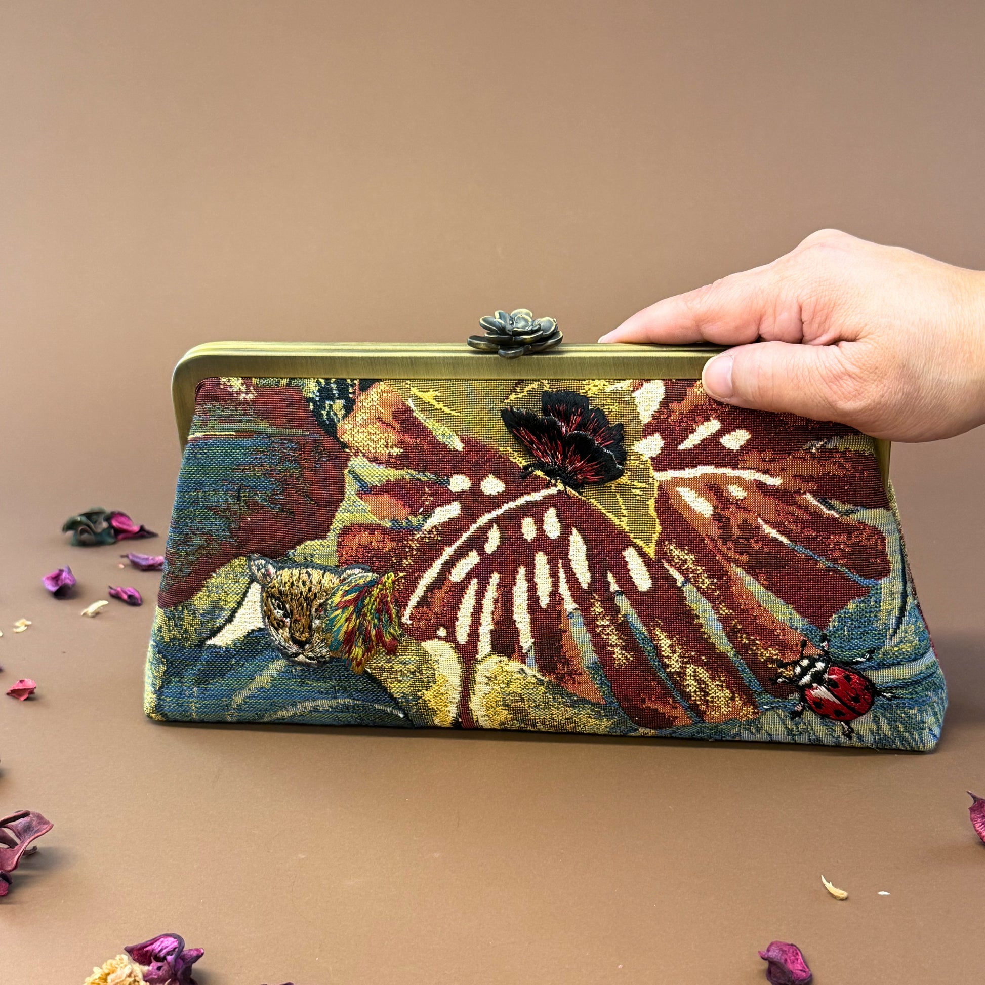 SAFARI CLUTCHES-handcrafted 3D embroidered bag by Ghazal by Najwa