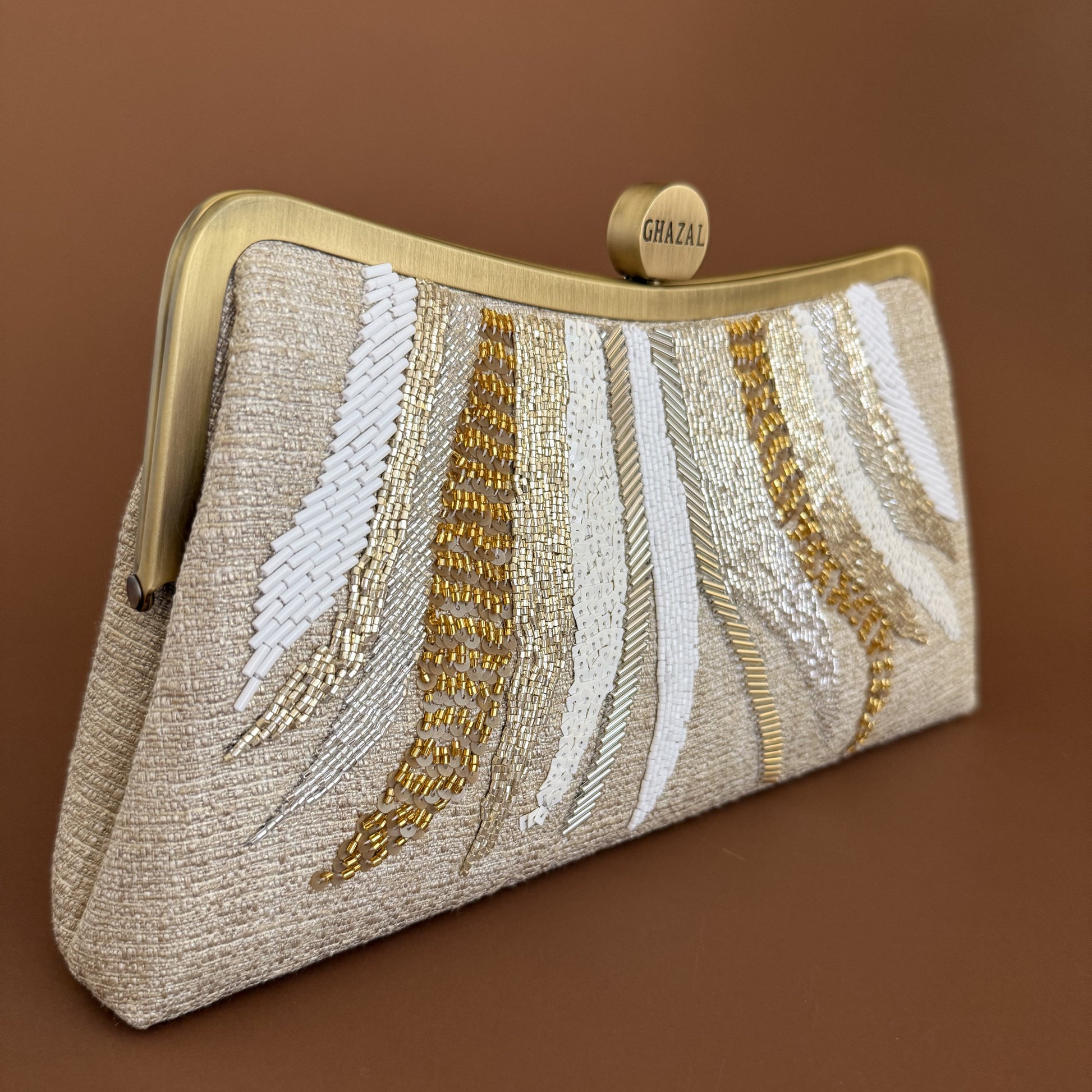 YAQEEN CLUTCH handcrafted embroidered bag by Ghazal by Najwa