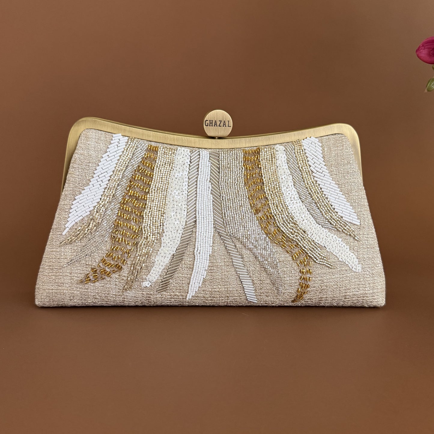 YAQEEN CLUTCH handcrafted embroidered bag by Ghazal by Najwa
