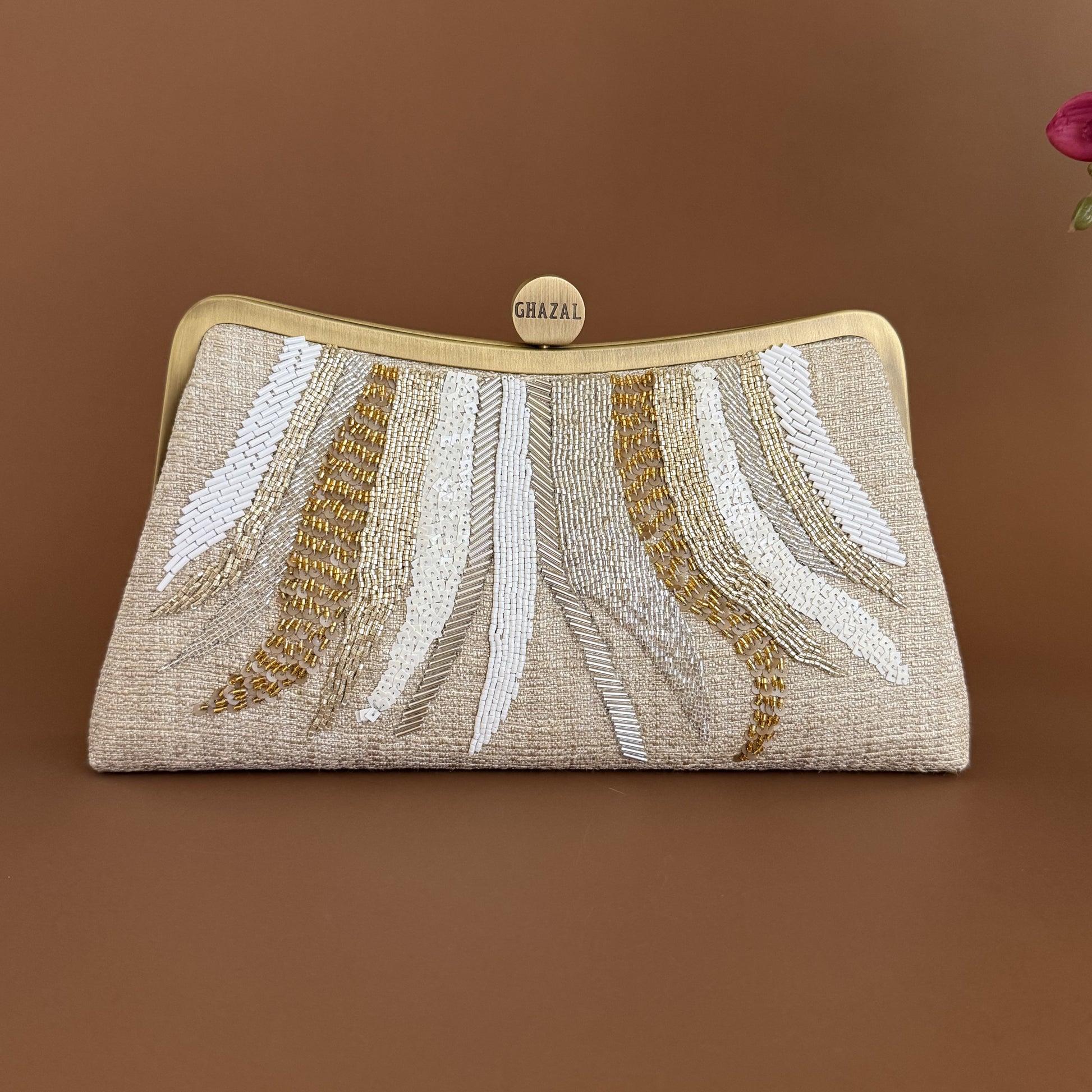 YAQEEN CLUTCH handcrafted embroidered bag by Ghazal by Najwa
