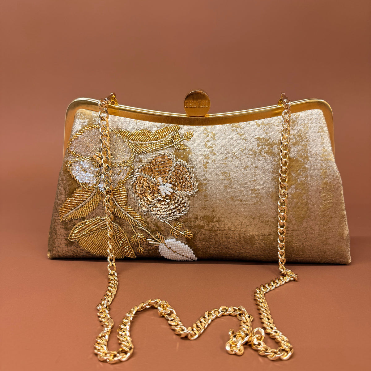 POPPY FLOWER SIDE personalized clutch bag detail with handmade Lebanese beadwork - Designer bags Lebanon, Women handmade clutch bag, personalized bags with name, Beirut clutch, Clutch Lebanon, Personalized bags Lebanon, Handmade clutch bags, Iraq clutch calligraphy, Palestine clutch