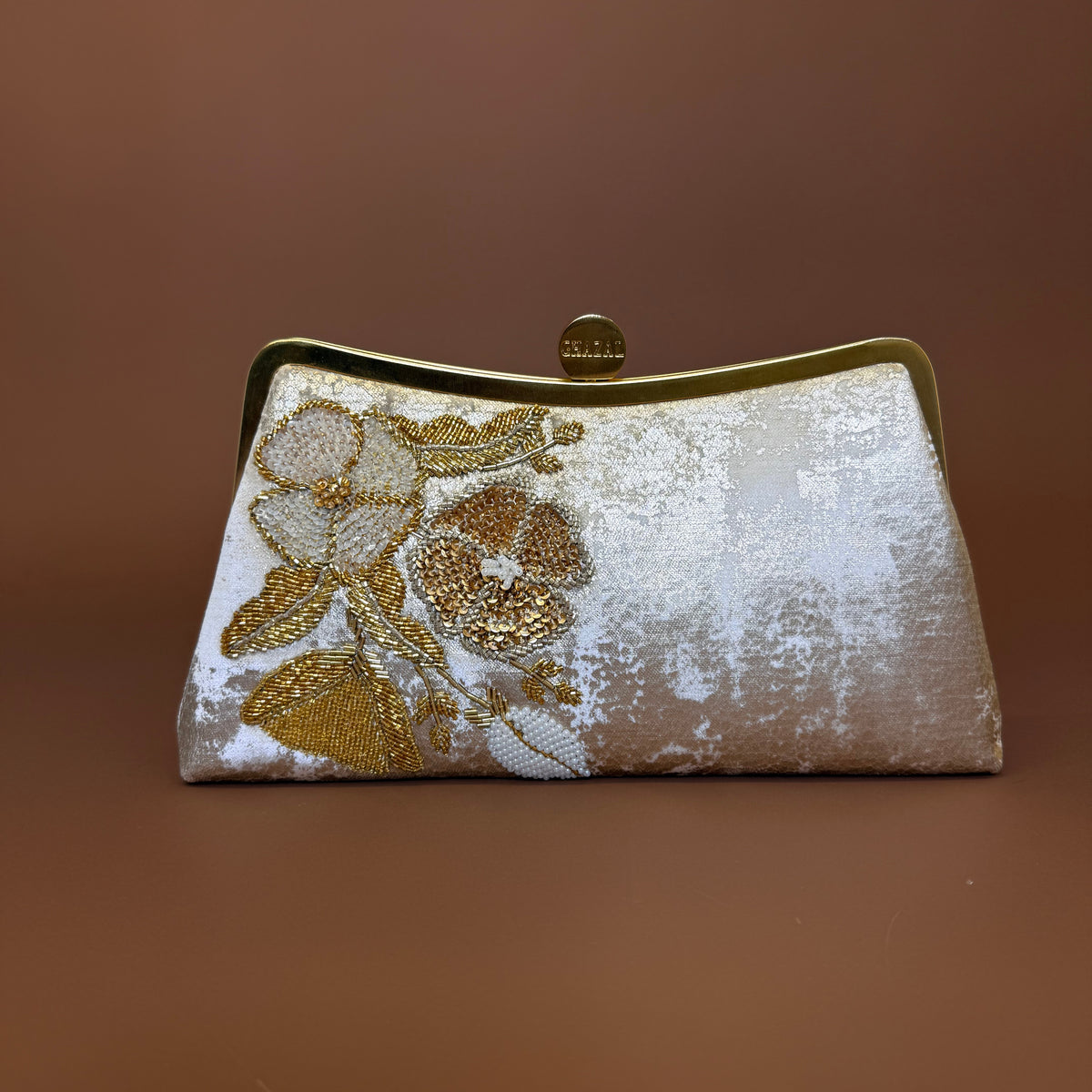 POPPY FLOWER SIDE - POPPY FLOWER SIDE custom embroidered bag and Middle Eastern luxury clutch by Ghazal by Najwa - Designer bags Lebanon, Women handmade clutch bag, personalized bags with name, Beirut clutch, Clutch Lebanon, Personalized bags Lebanon, Handmade clutch bags, Iraq clutch calligraphy, Palestine clutch
