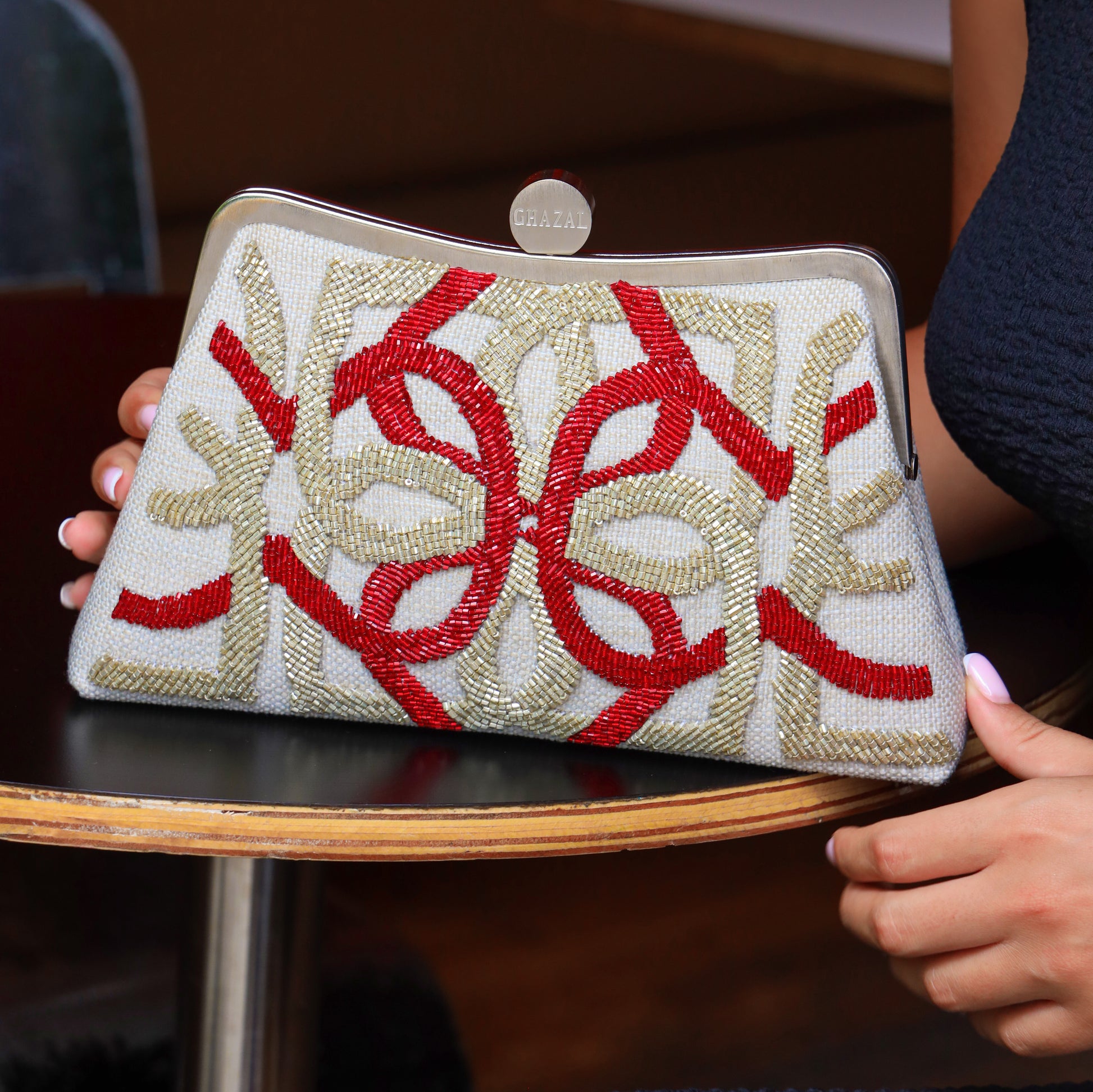 SPIRAL ANDALUSIA ECLIPSE-handcrafted embroidered bag by Ghazal by Najwa